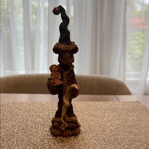 Whimsical Brown Bear Sculpture with Hat